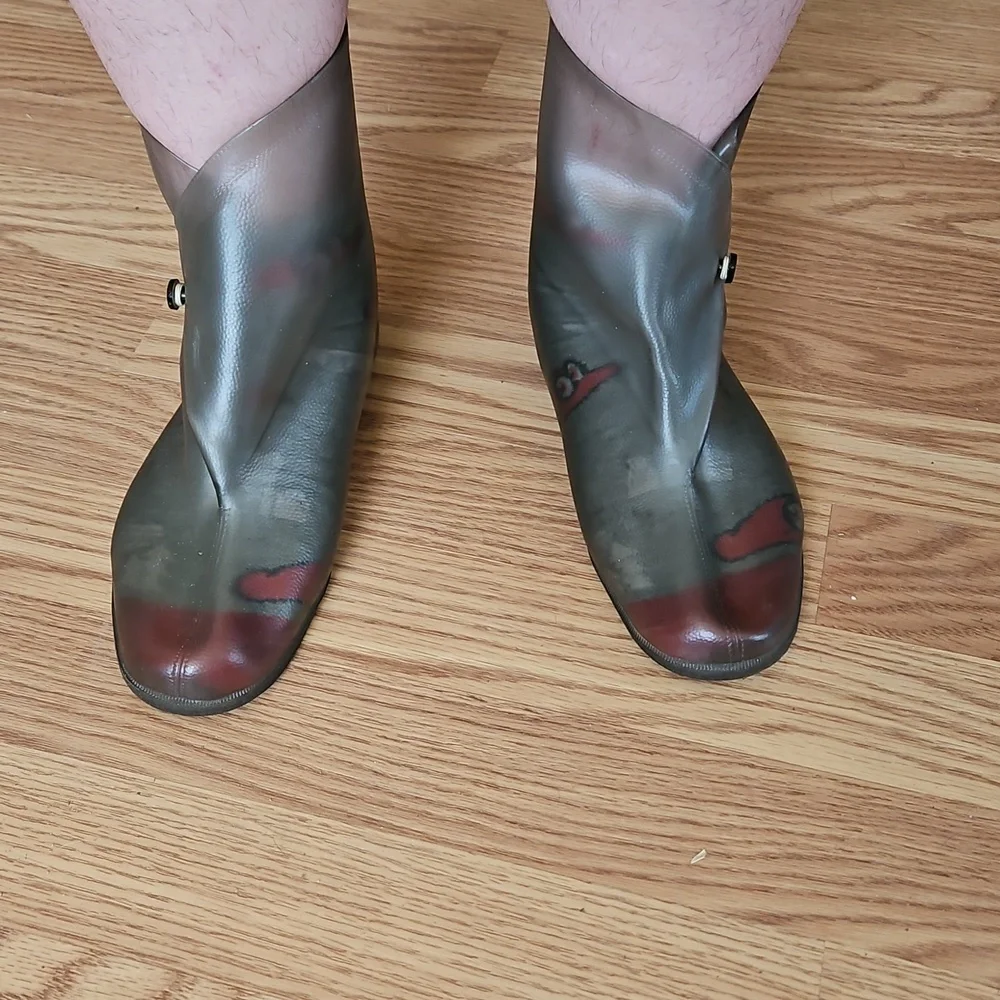 Vintage 50's Red Ball Plyron Snug Up Plastic Boots Size 8 USA MCM